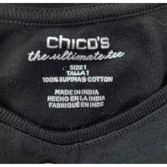 Chicos Black Sleeveless Supima Cotton Tank Size Med Classic Layering Simple - Picture 3 of 5
